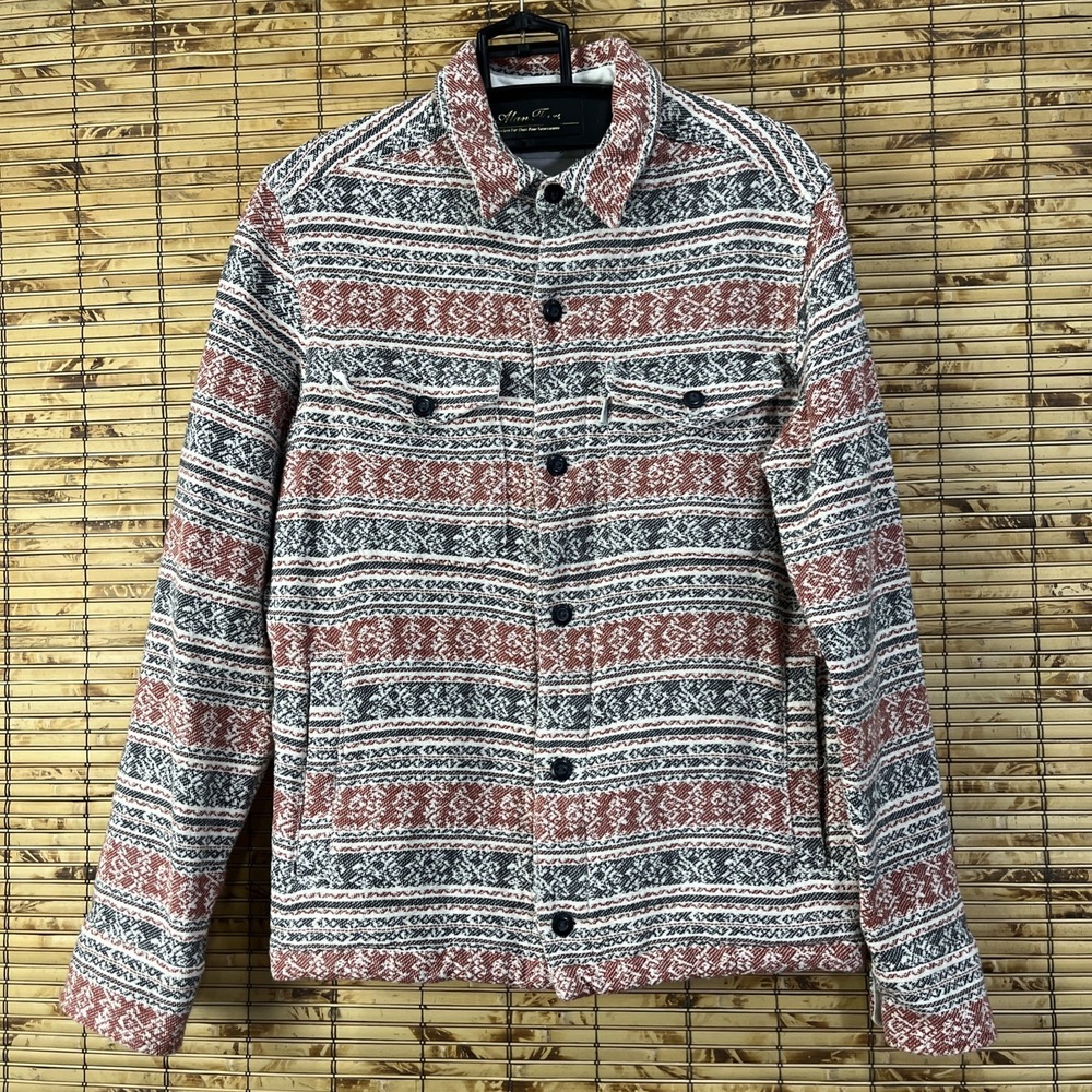 Wellen Organic Cotton Jacquard Chore‎ Coat Mens M Woven Aztec Geometric Jacket